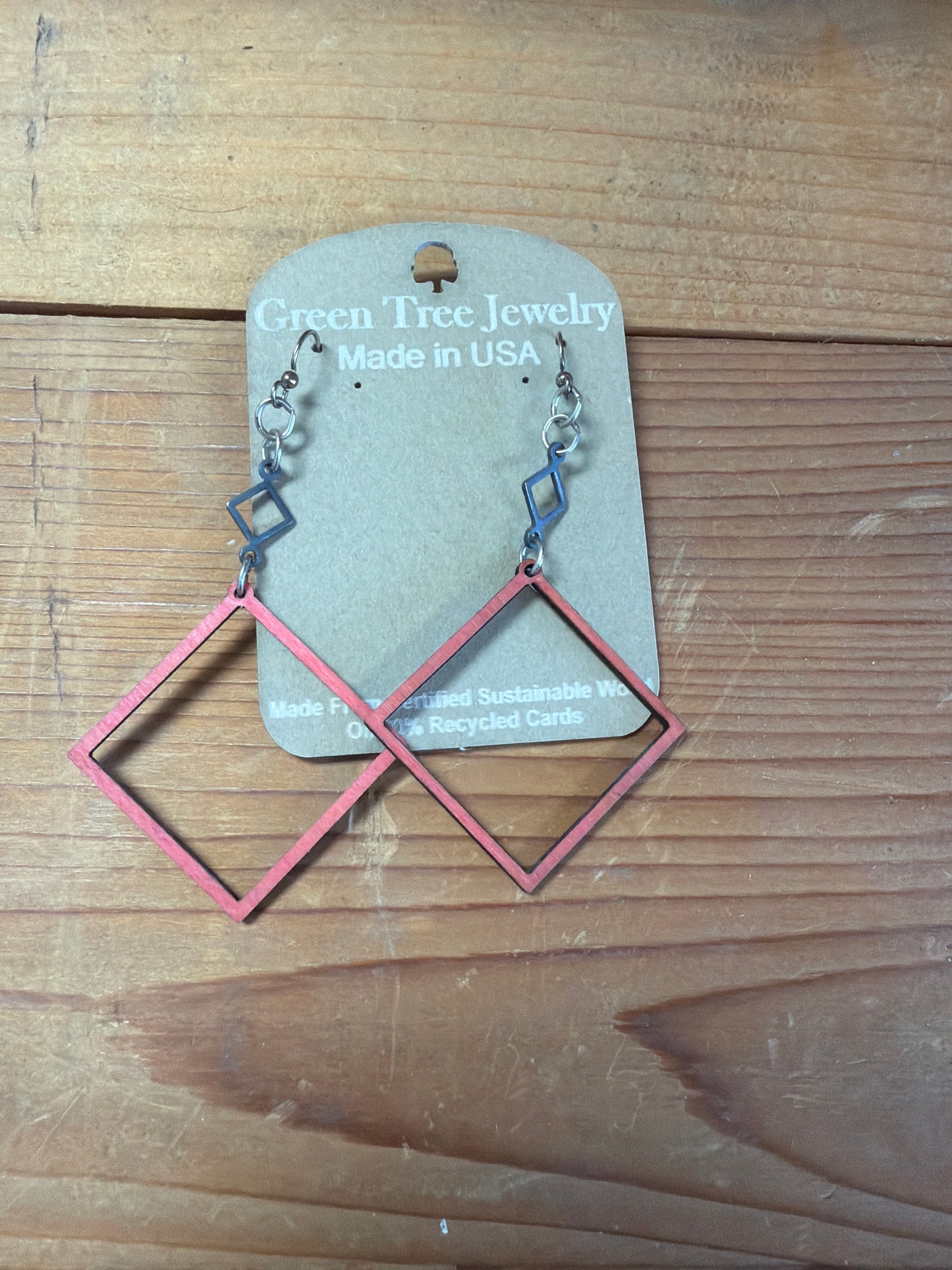 orange square earrings