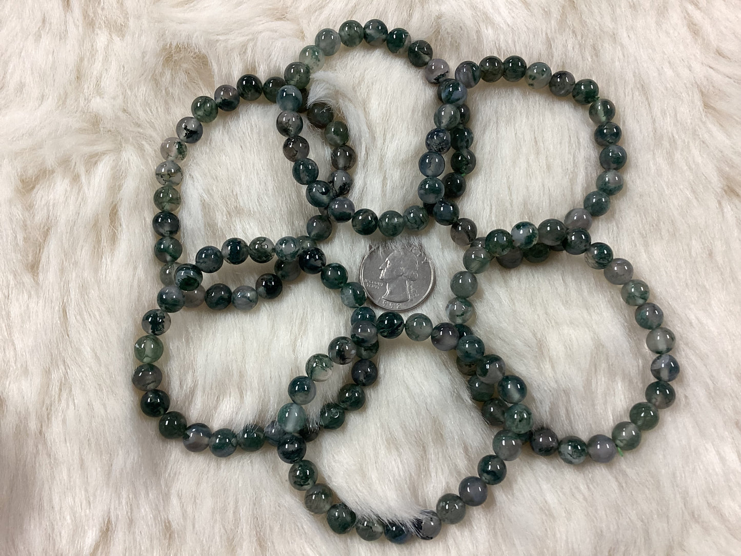 Elastic Bracelets - Moss Agate