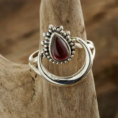 Garnet Halo Ring