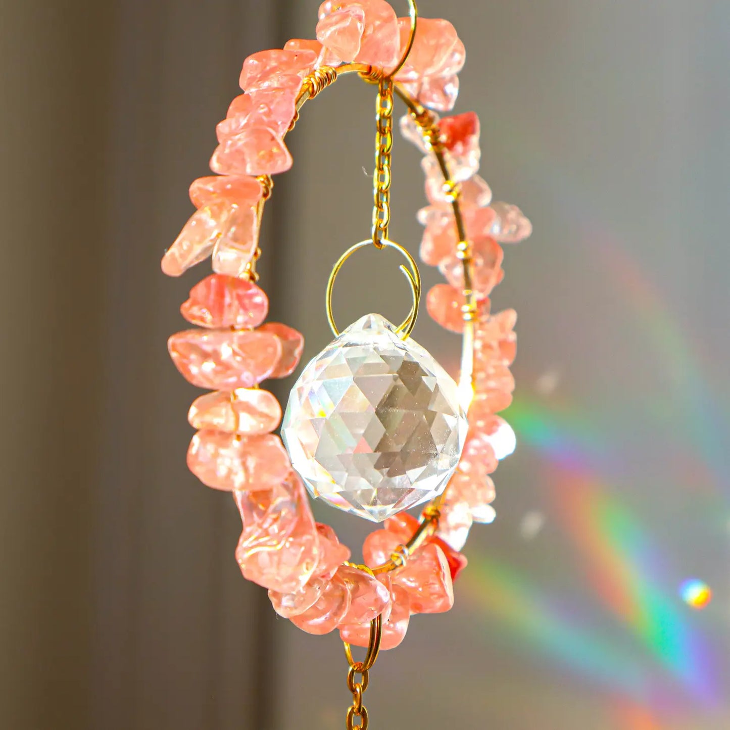 Gemstones Suncatcher - Watermelon Quartz