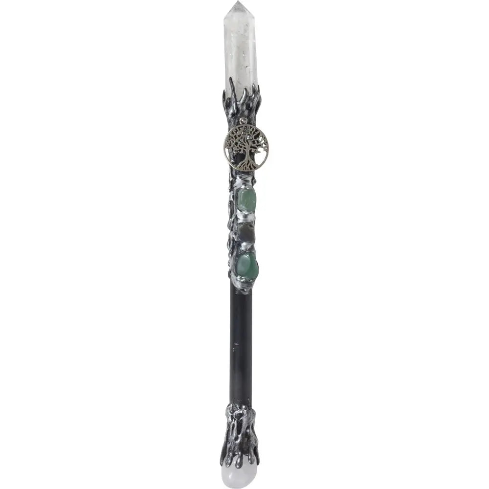 Magick Wand - Clear Quartz Point with Silver Tree of Life
