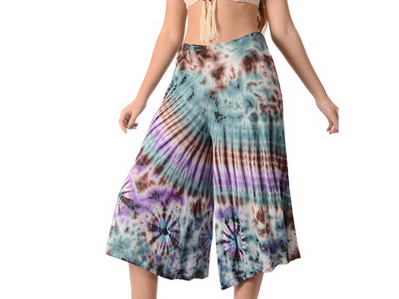 Electric Nights Tie Dye Spandex Blend Gaucho Pants