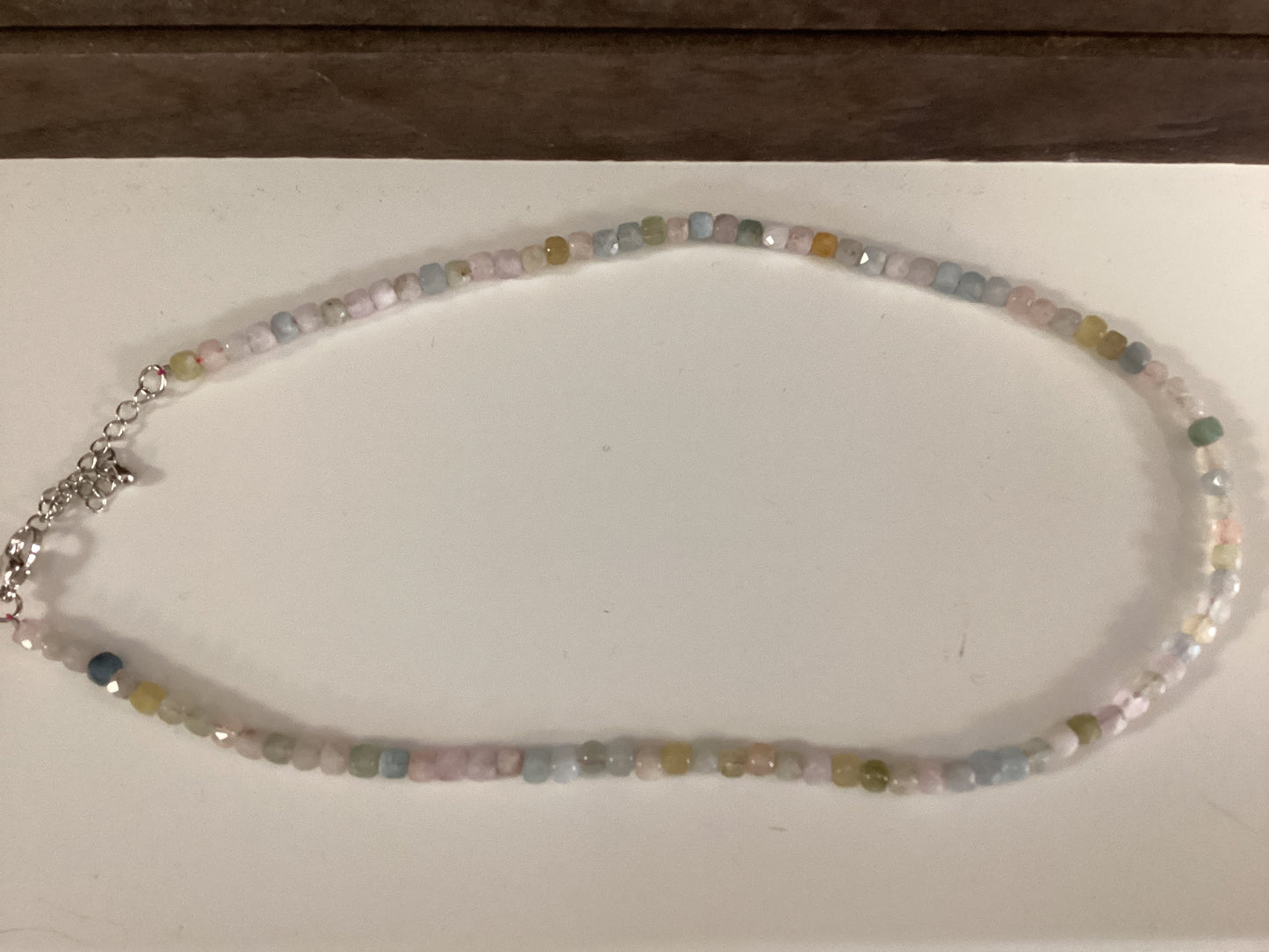 Morganite Faceted Cube Necklace