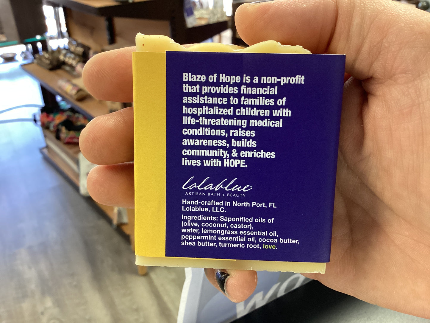 Lolablue Blaze of Hope Lemongrass Mint bar soap