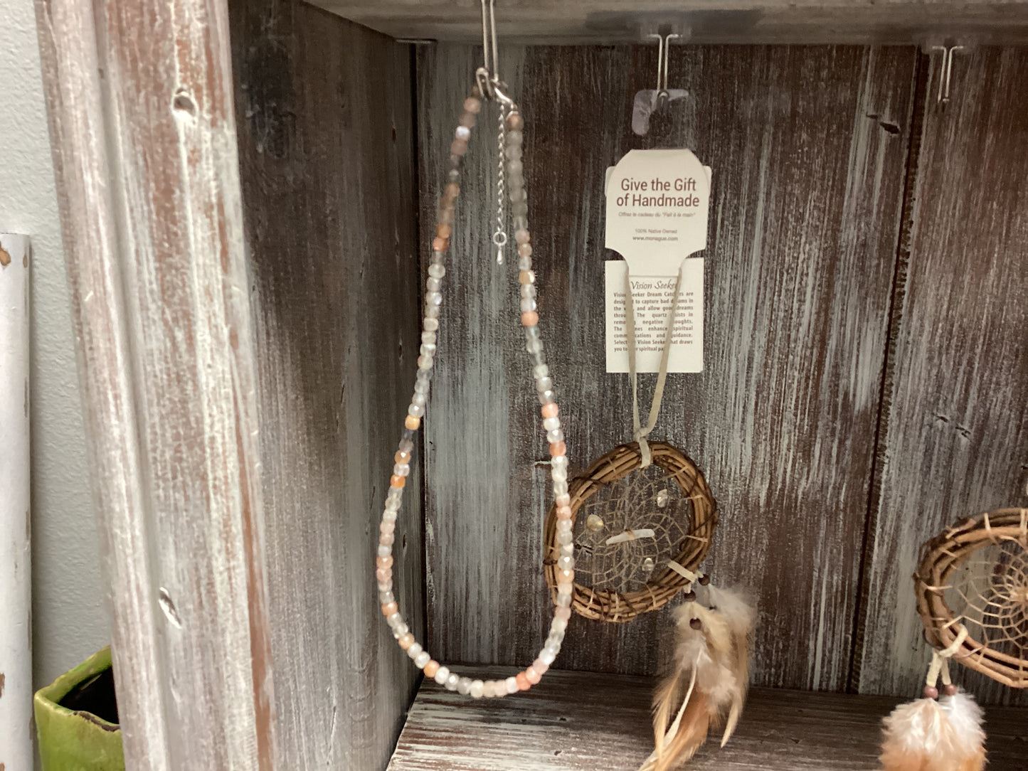 Moonstone Faceted Cube Necklace