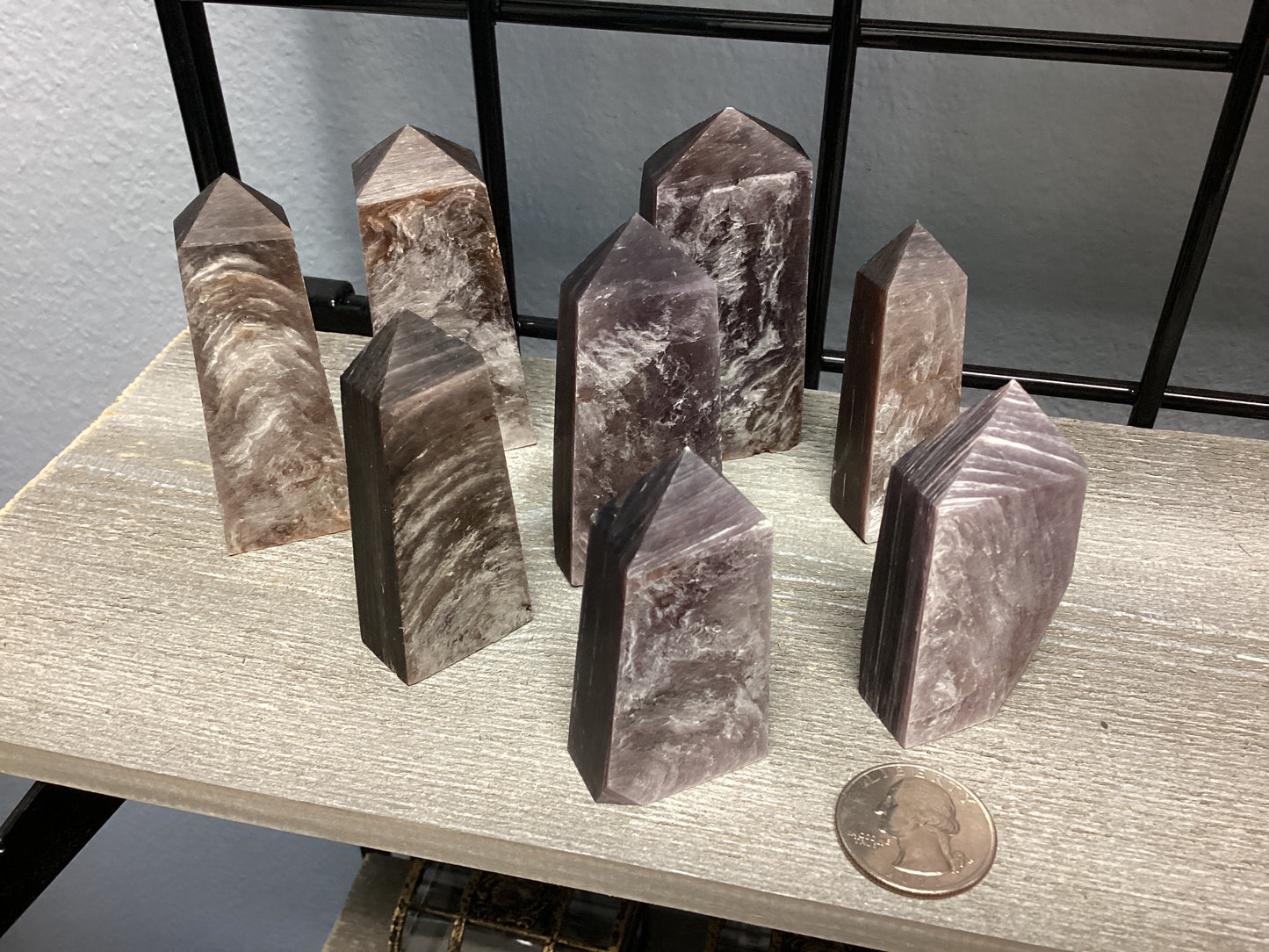 Lepidolite and Purple Mica Obelisk Points