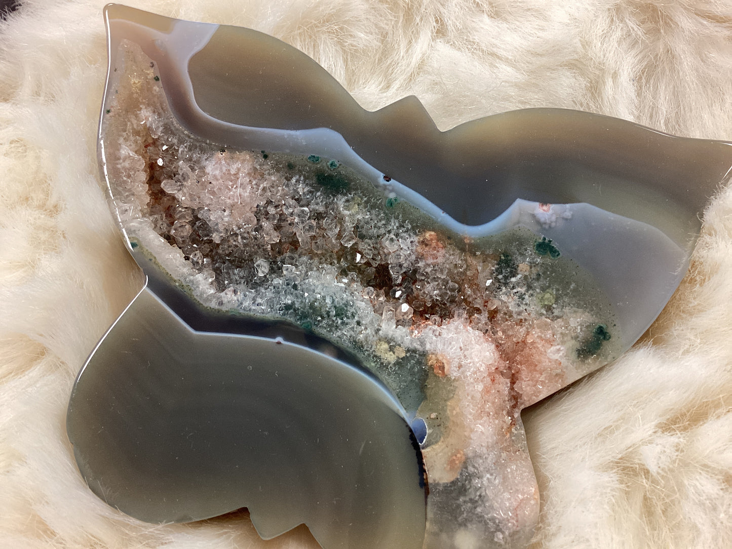 Natural Druzy Agate Butterfly Crystals