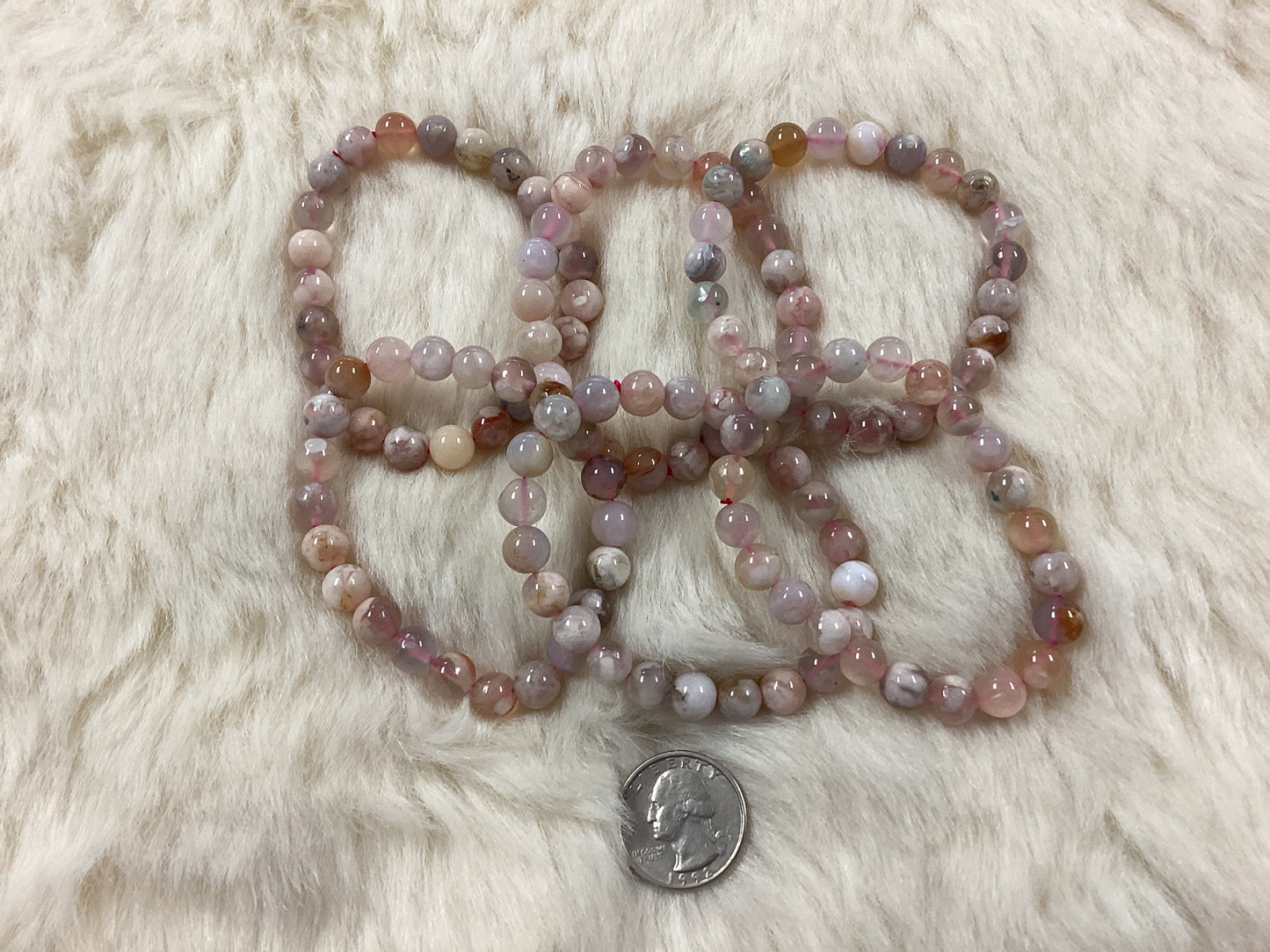 Elastic Bracelets- Cherry Blossom Agate