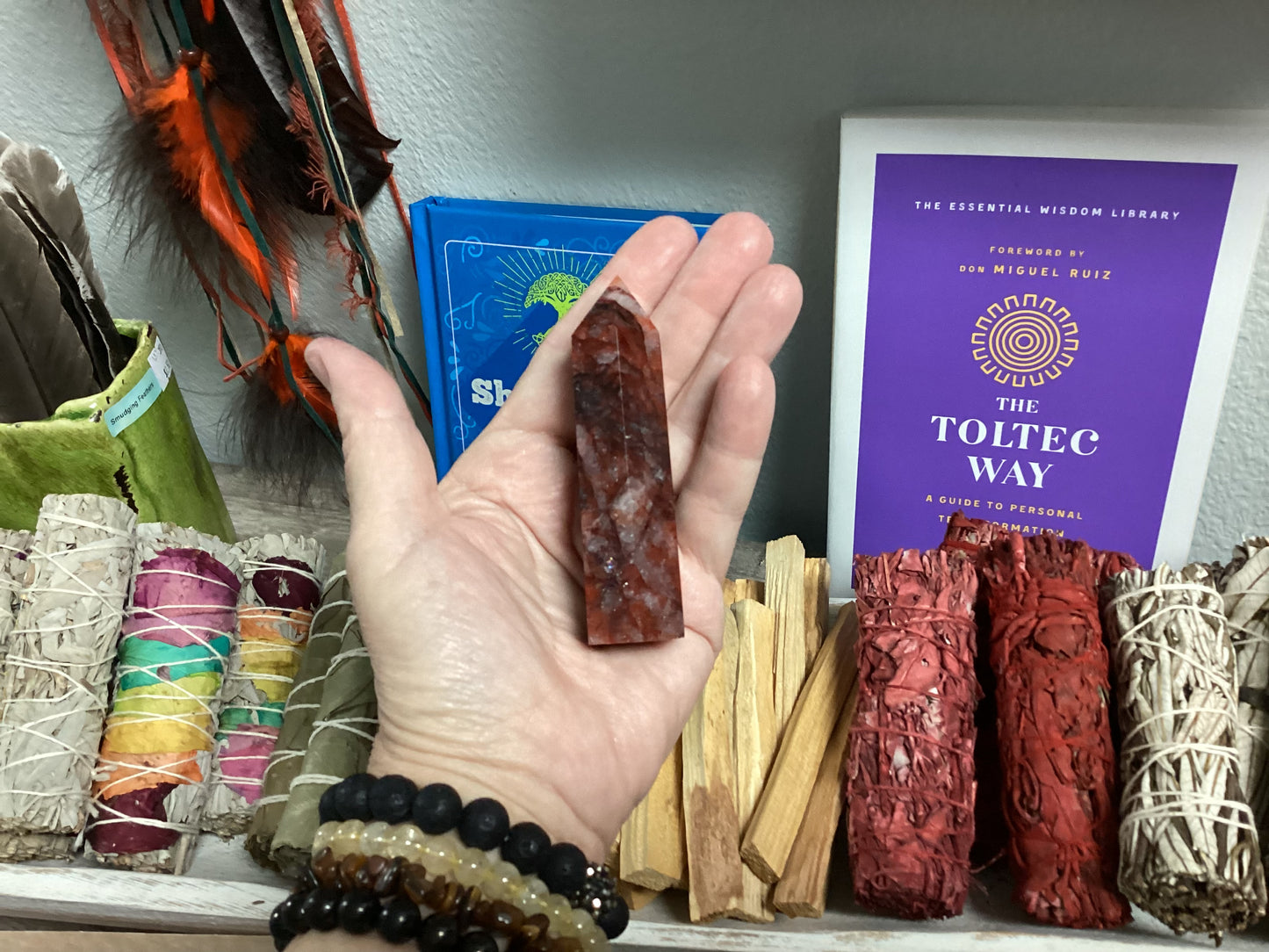Hematoid Fire Quartz Obelisk Point Tower