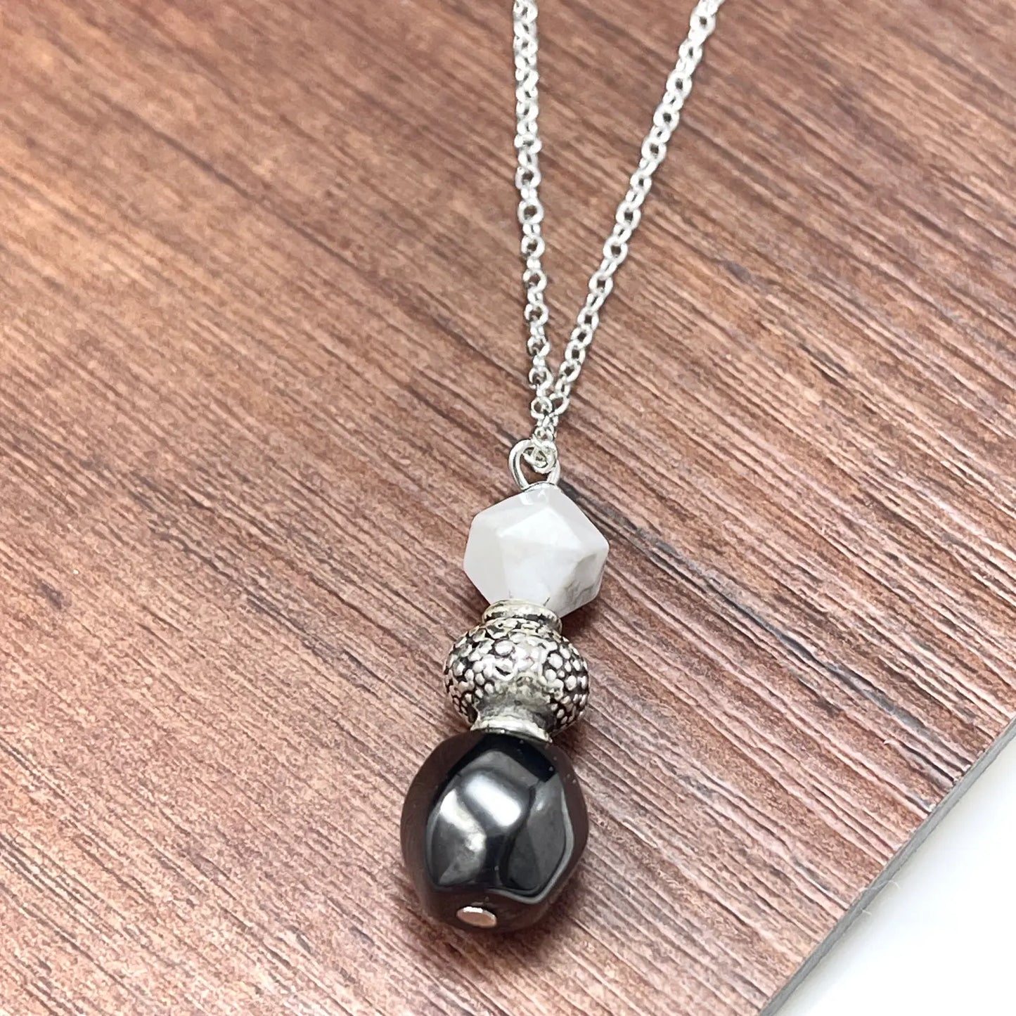 Intent Gems - Magnetic Hematite & Howlite Necklace