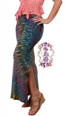 Electric Lady Tye Dye Spandex Blend Skirt w/Side Slit & Draw