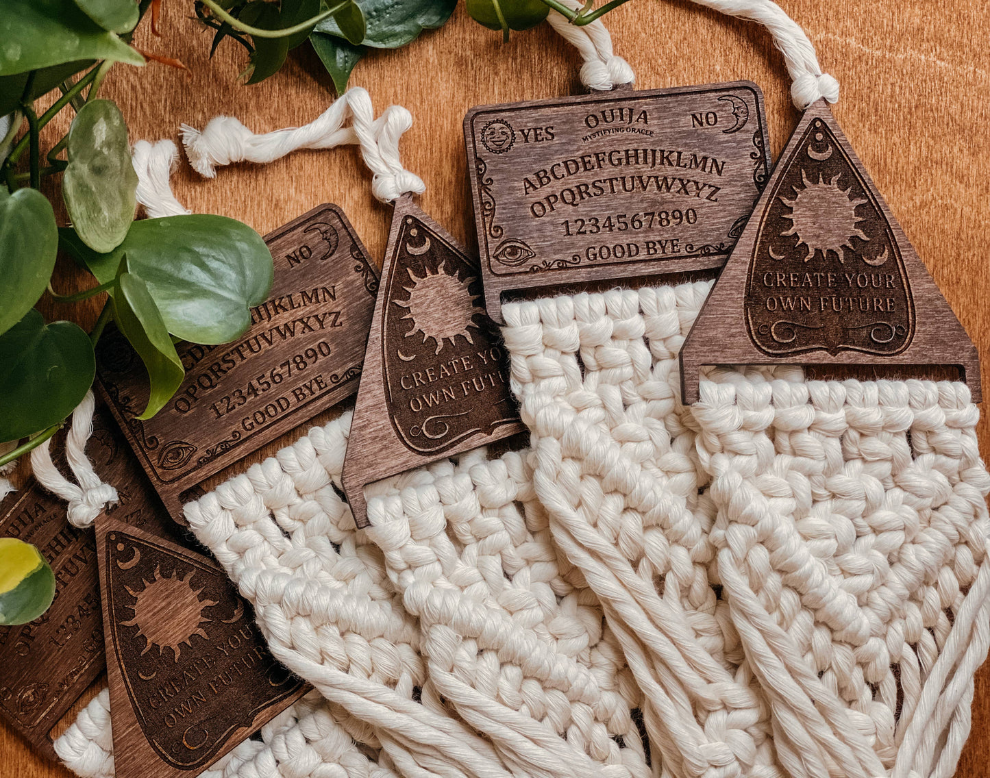 Ouija/Planchette Air Plant Hanger/Crystal Holder - Macrame