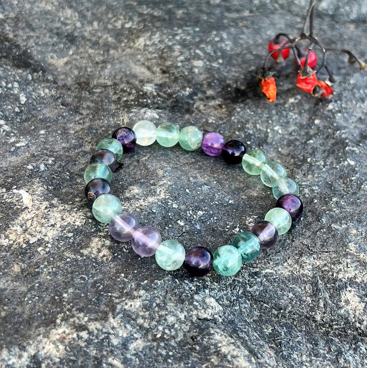 Elastic Bracelets - Rainbow Fluorite