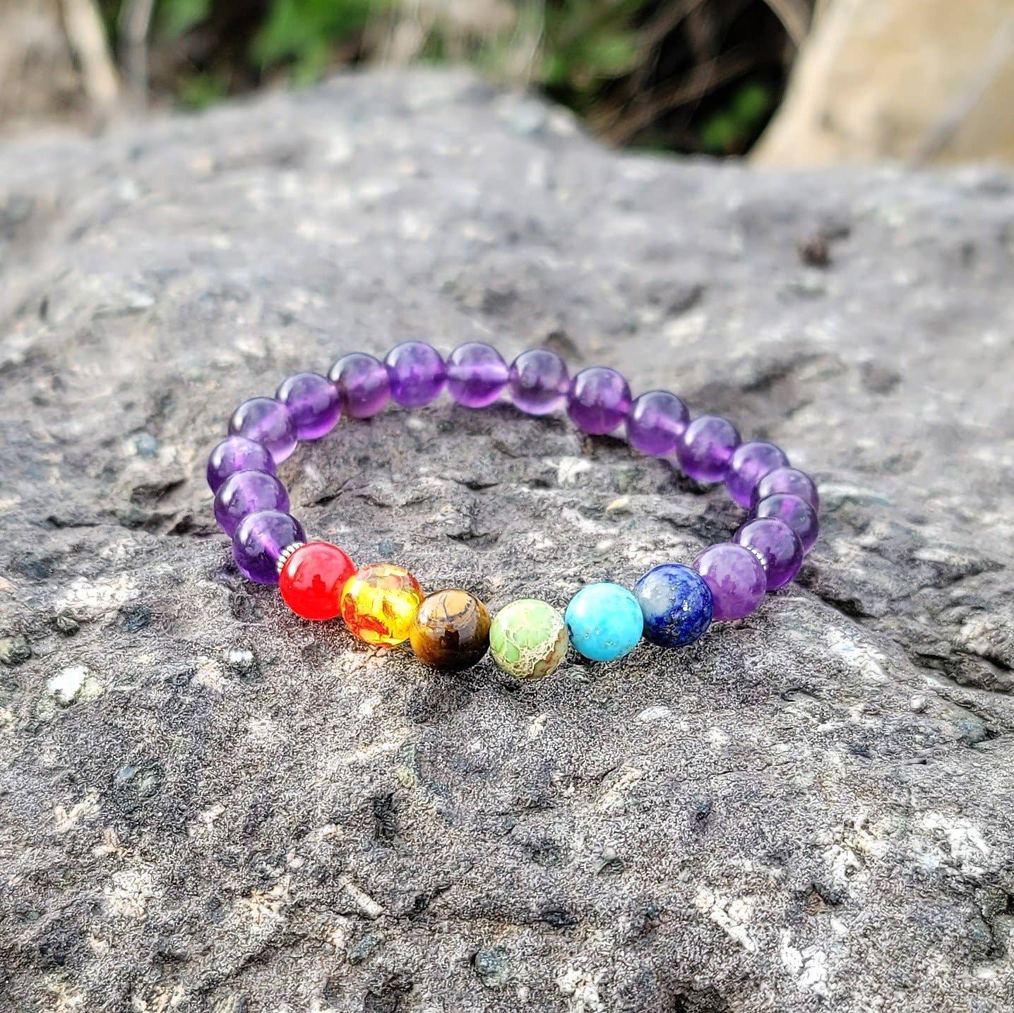Elastic Bracelets - Amethyst 7 Chakra Bracelet