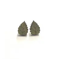 Green Leaf Stud Earrings