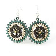 Kinetic gear earrings purple/green/natural