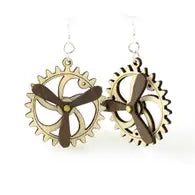 Kinetic Gear Earrings - Natural/Brown