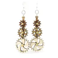 Kinetic Gear Earrings - Tan/Brown