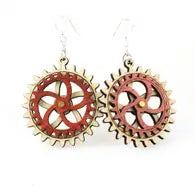 Kinetic Gear Earrings - Red/Natural