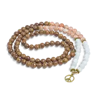 108 Bead Mala - Moonstone & Sandalwood
