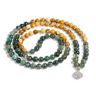 108 Bead Mala - Moss Agate & Picture Jasper