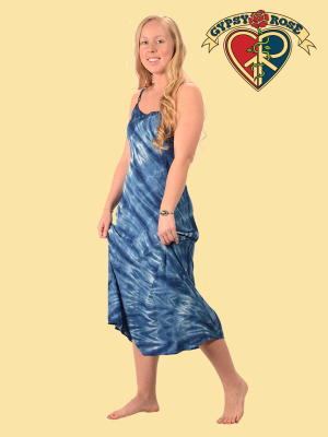 Natural Indigo Tie Dye Rayon  Dress