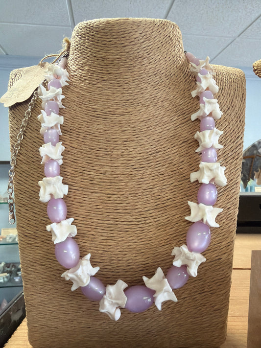 Coatl python veterbrea necklace w/ pink beads & chain