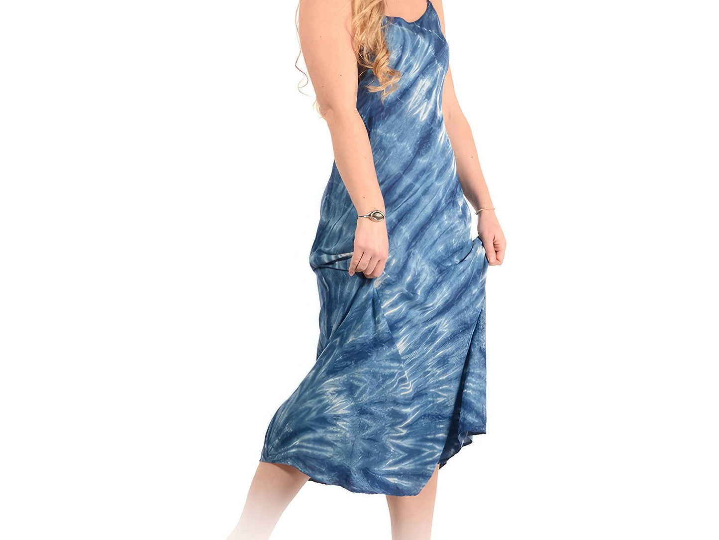 Natural Indigo Tie Dye Rayon  Dress