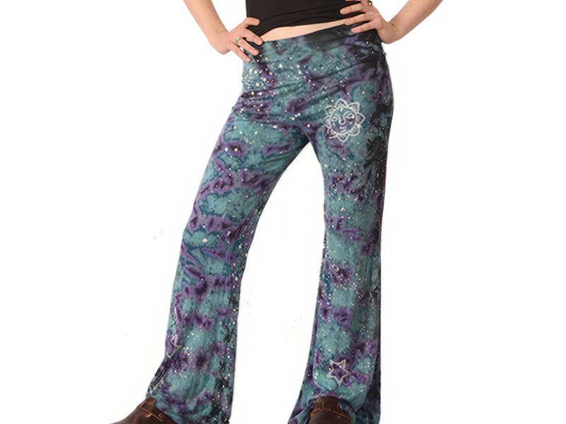 Shooting Star Spandex Blend Tie Dye Block Print Yoga Pants