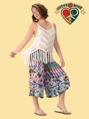 Electric Nights Tie Dye Spandex Blend Gaucho Pants