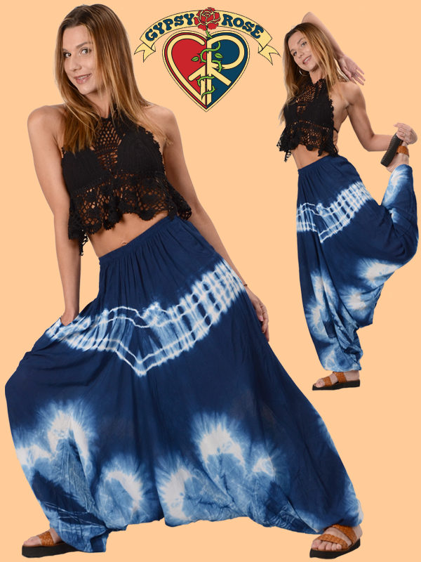 Natural Indigo Tie Dye Funky Style Harem Pants