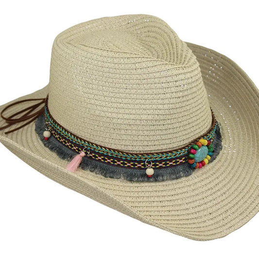 Hat With Rainbow Beads and Turquoise Band