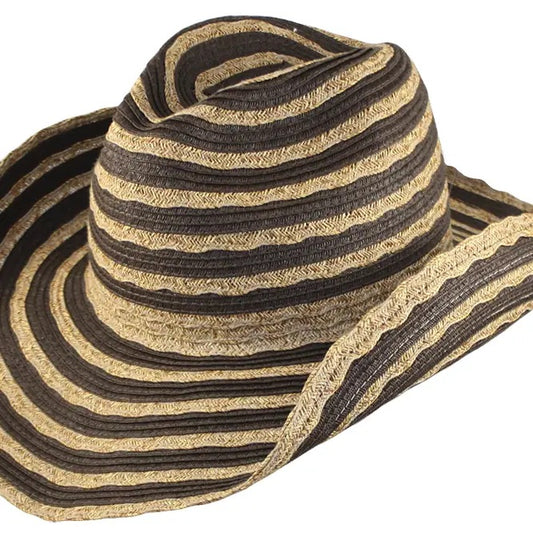 Paper Braid Cowboy Hat - Tan/brown