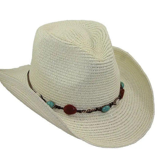 Paper Braid Cowboy Hat - Cream