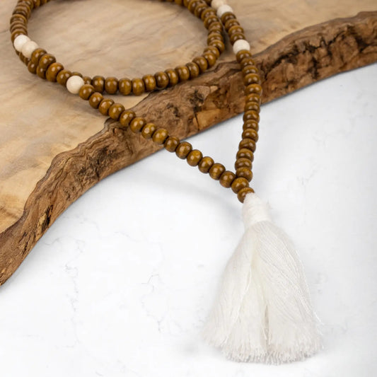 Mala Beads with Box - Wood and Natural Stone- Inner Peace