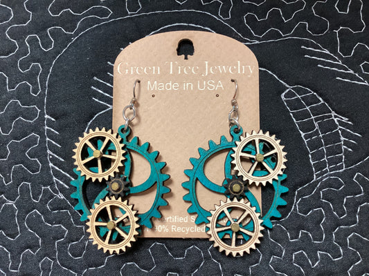 Kinetic Gear Earrings - Aquamarine/Natural