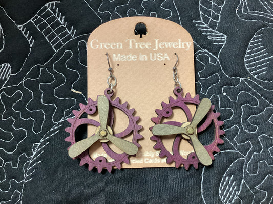 Kinetic Gear Earrings - Purple/Gray