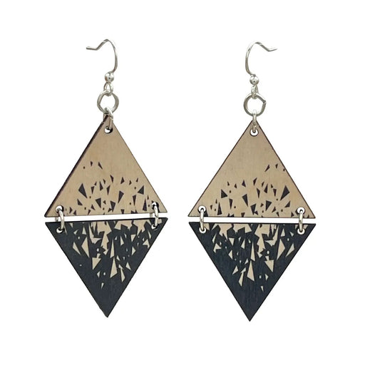 bamboo black and white triangle earrings