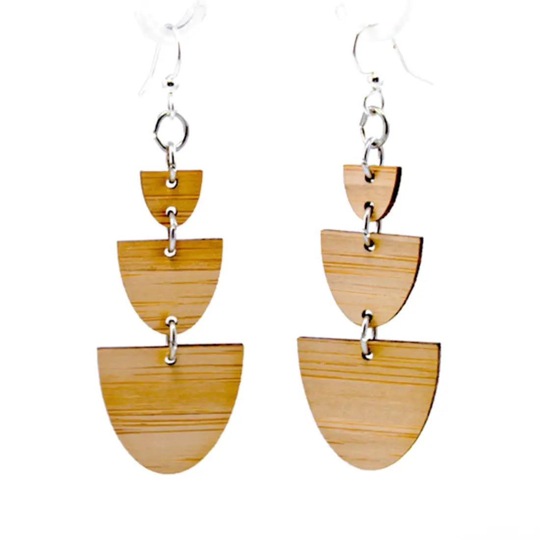 Stacked Half Stone Bamboo Earrings