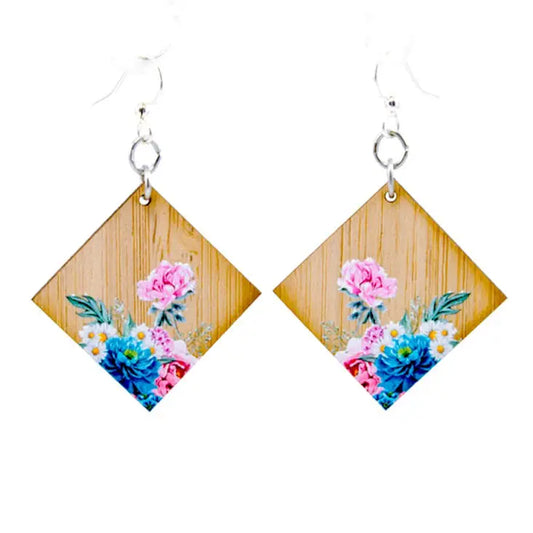 Floral Artistry Bamboo Earrings