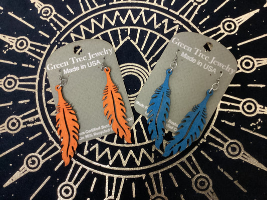 Feather Wood Earrings