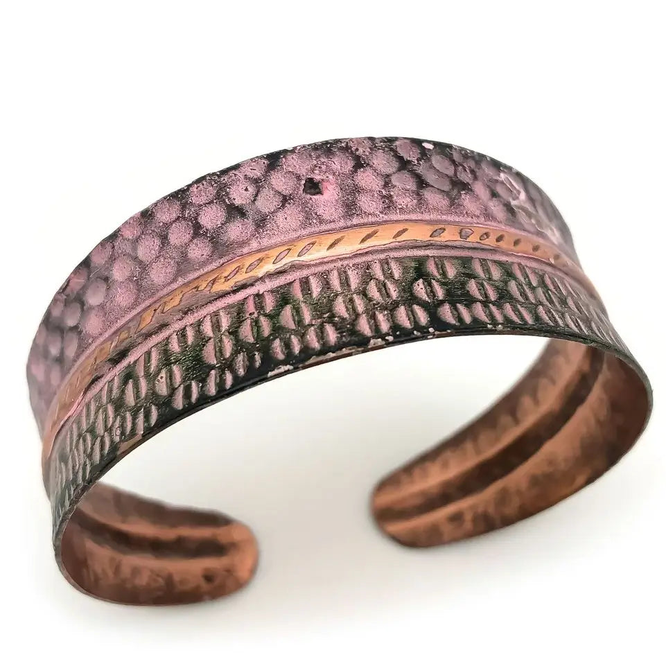 Half Circles Copper Patina Cuff Bracelet