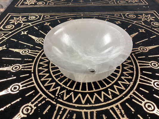 Selenite Round Crystal Pedestal Bowl