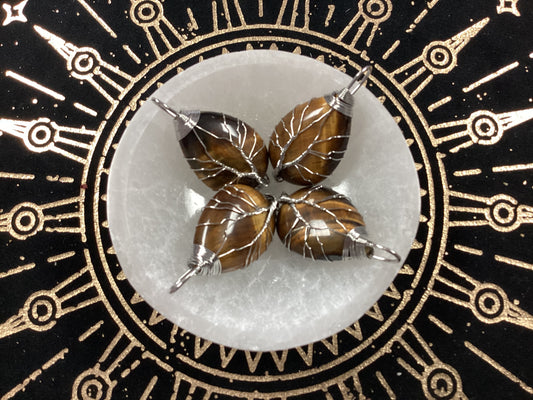 Teardrop Shaped Wire Wrapped Tree of Life Pendant - Tiger’s Eye