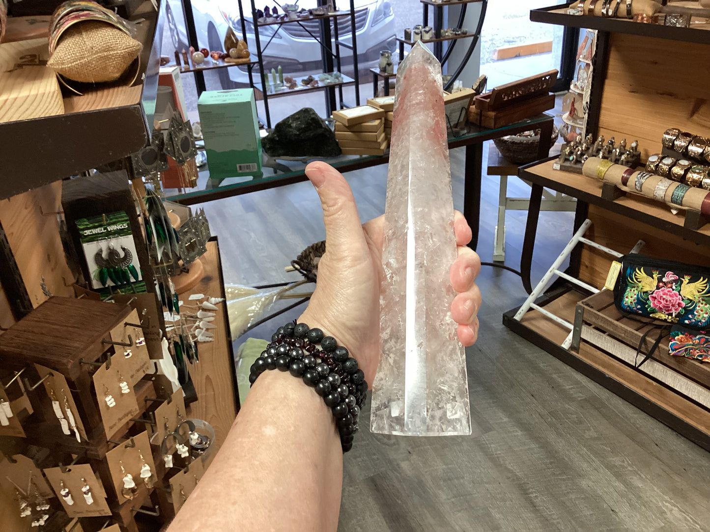 Natural Strawberry Quartz Point - Large