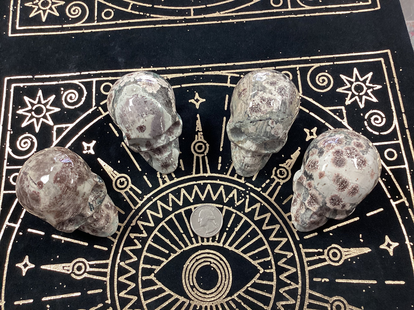 Green Flower Jasper Crystal Skulls