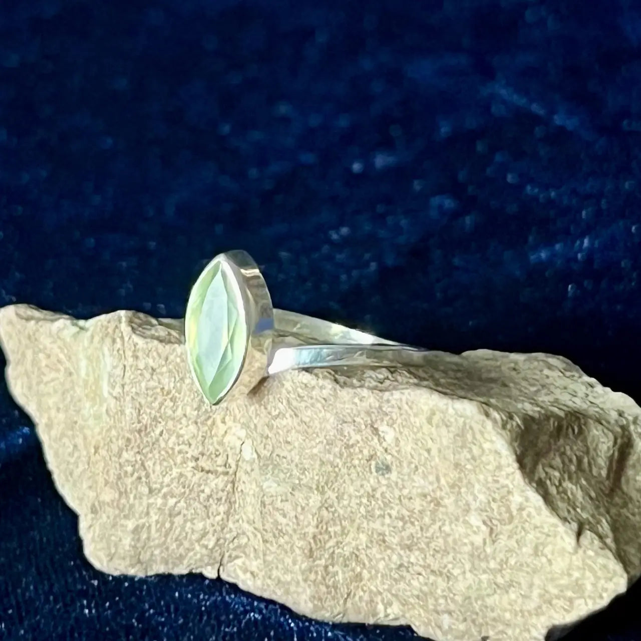 Prehnite Almond Ring