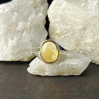 Citrine Cab Twist Ring