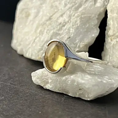 Citrine Cab Twist Ring