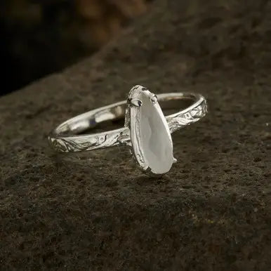 Crystal Quartz Checker Filigree Ring